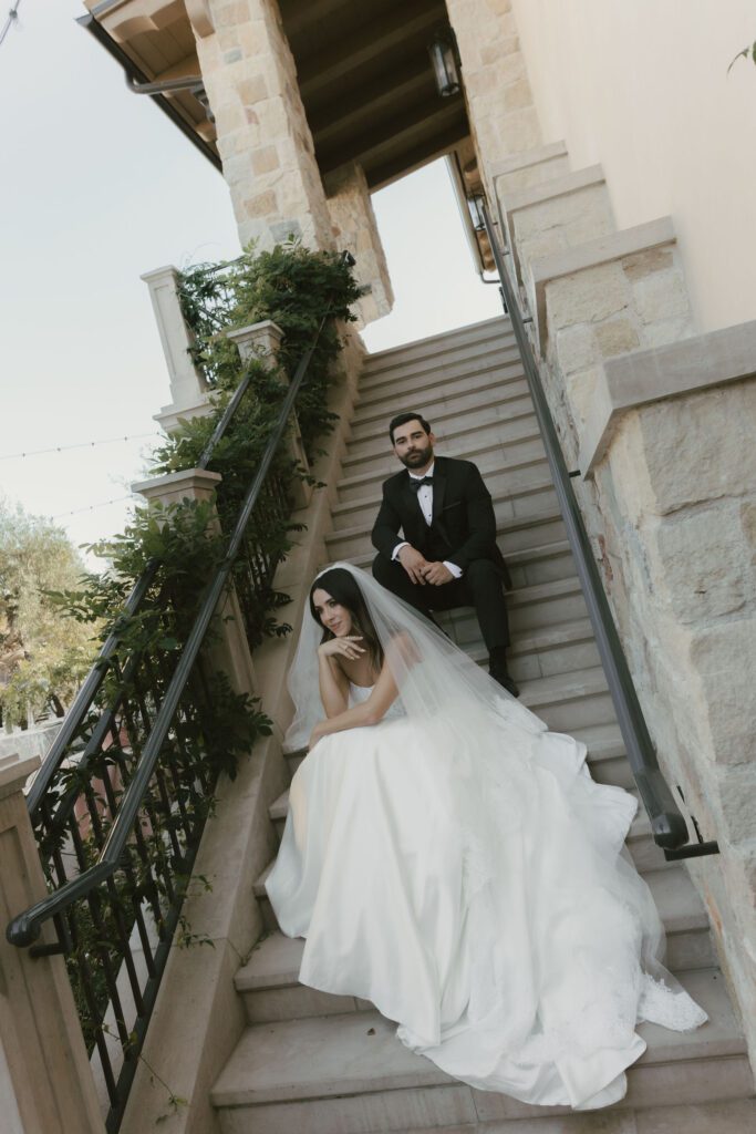 Intimate bride and groom moment in Fallbrook vineyard