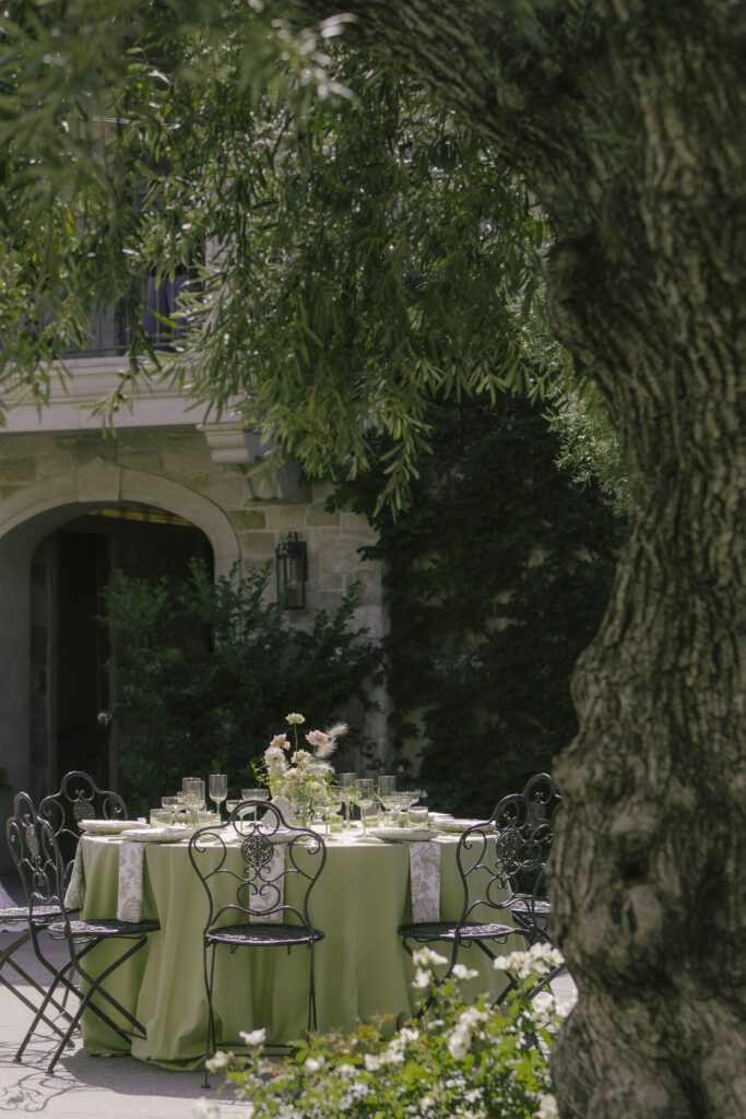 Romantic outdoor reception under string lights in Fallbrook