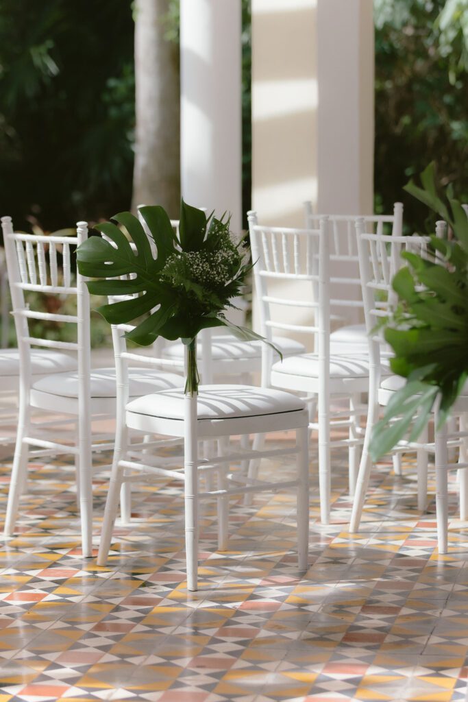 Bride and groom’s wedding ceremony setup at Valentin Imperial Maya Cancun.