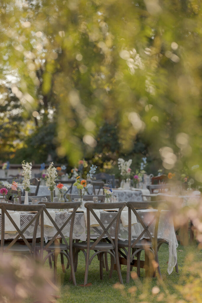 Reception décor details at Faulkner Farm wedding venue in Santa Paula, California.
