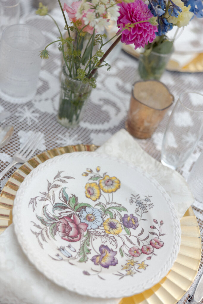 Elegant wedding tablescape at Faulkner Farm in Santa Paula, California.
